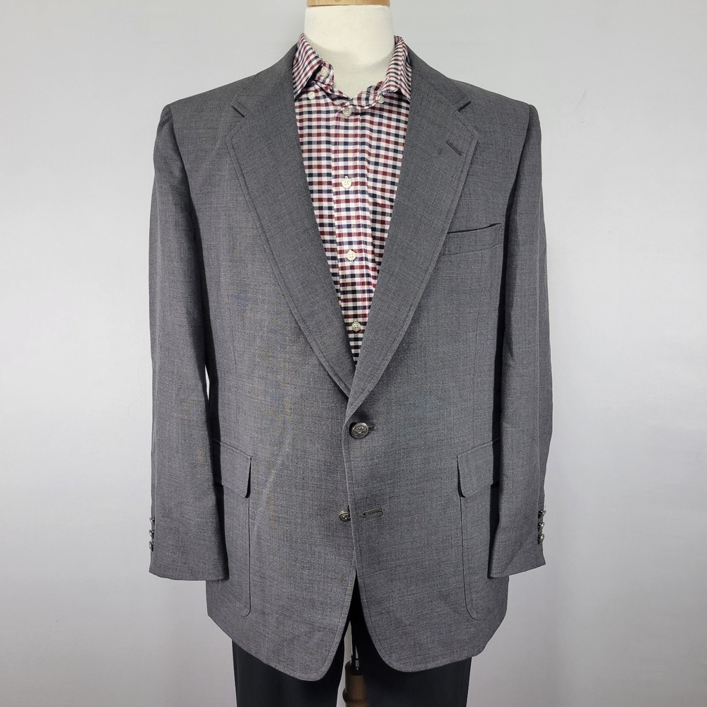 VTG Jack Nicklaus Men's Sport Coat Blazer Two Button Gray Silver Button 46R
